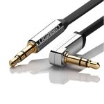UGREEN AV119 Right-angled 3.5mm Flat Aux Cable 1.5m - Black/Silver - Image 4