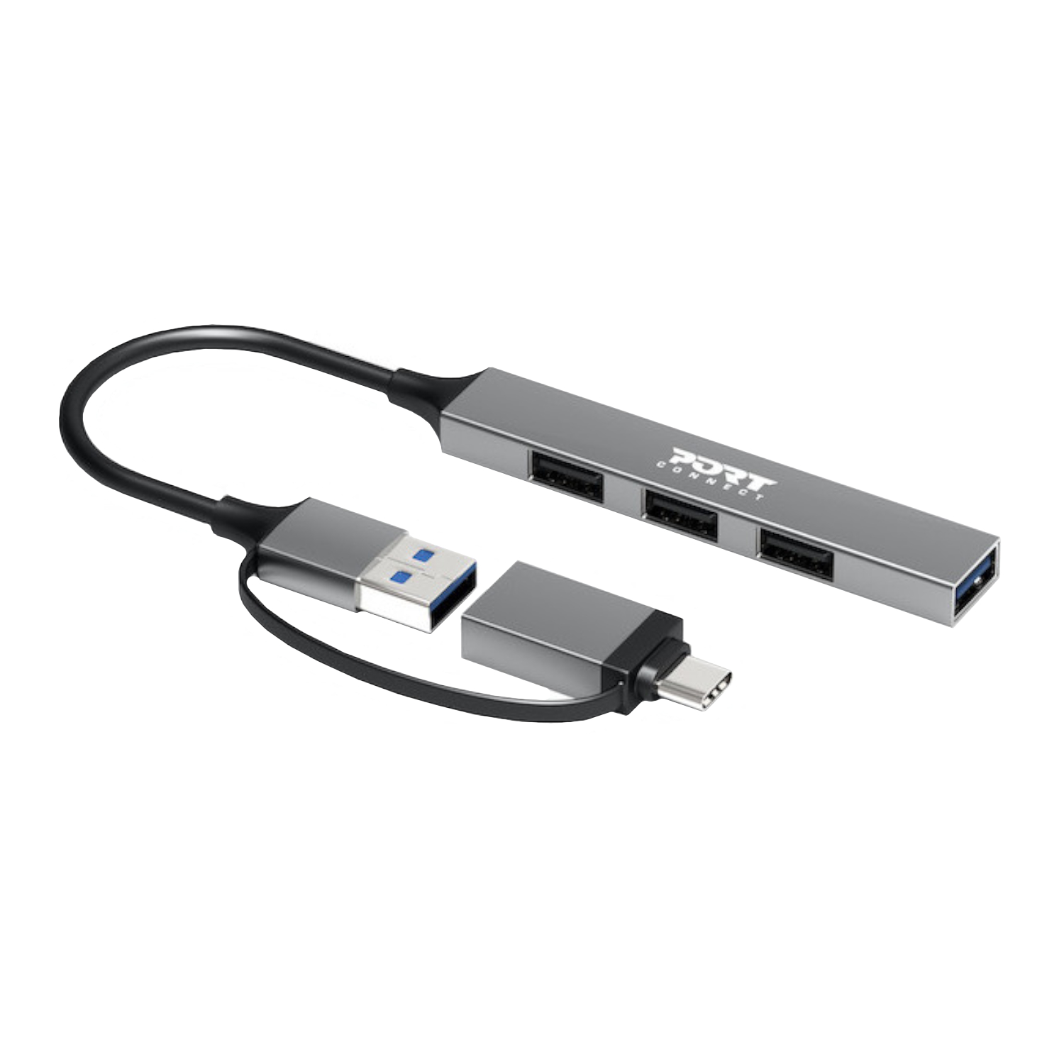 Port Connect USB Type-C to 4-port USB-A