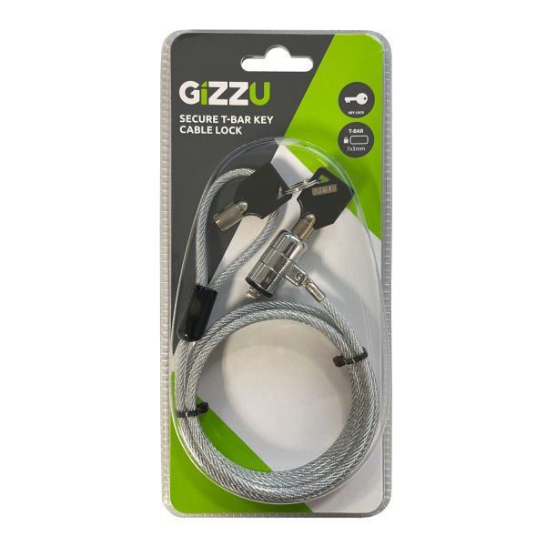 GIZZU 1.8m T-Bar Laptop Cable Lock