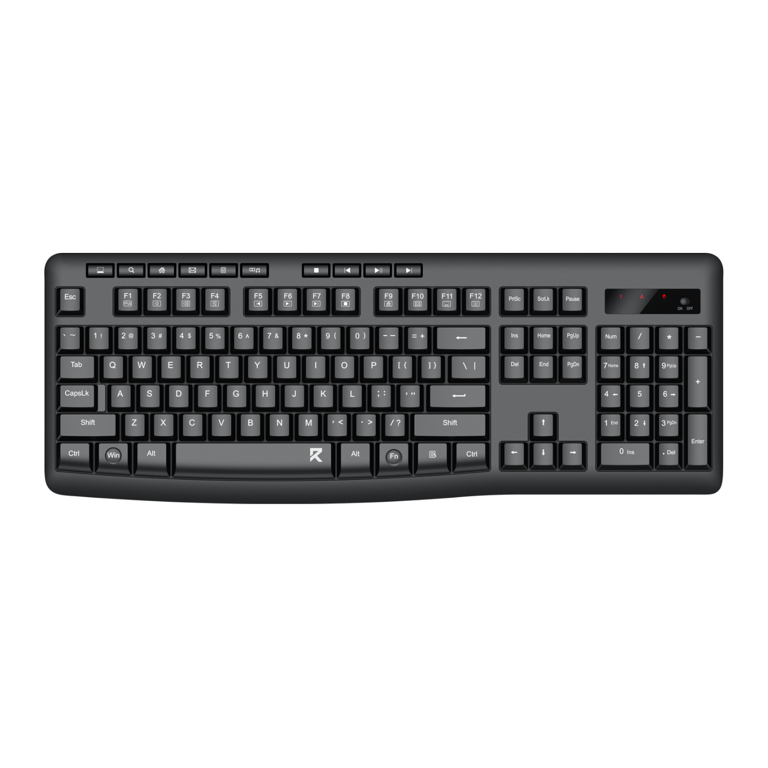 Redragon BK-7367 Full-size Ergonomic Wireless Membrane Office Keyboard - Black - Image 1