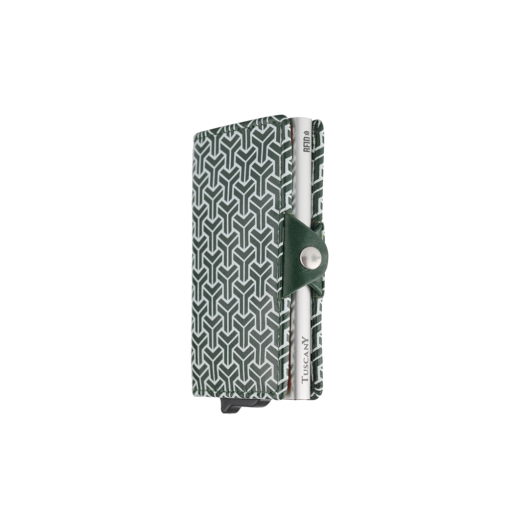 1 Enzo - Monogram Pop Up Wallet with Back Zip, Green - Image 1