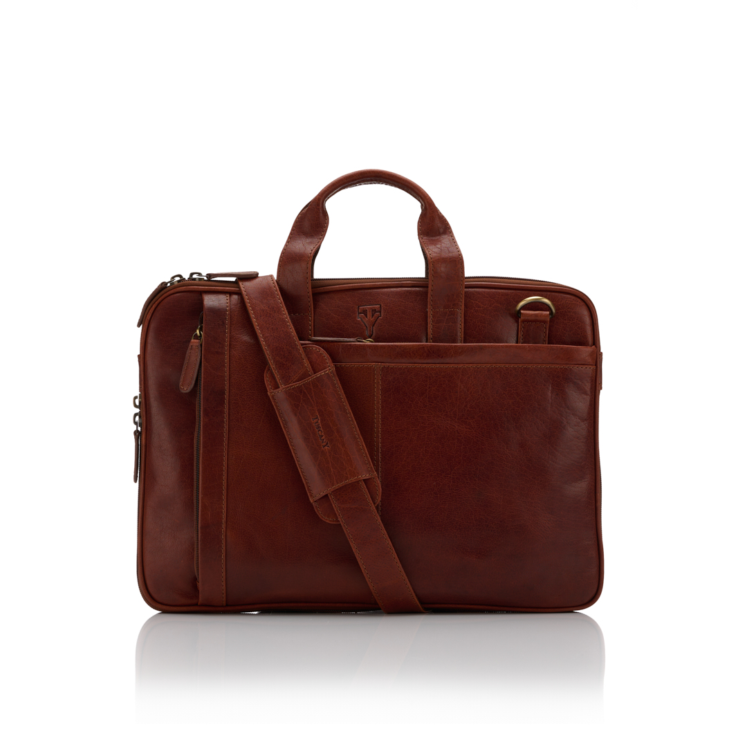 1 Enzo - Expandable 15 Inch Laptop Briefcase, Brown - Image 1