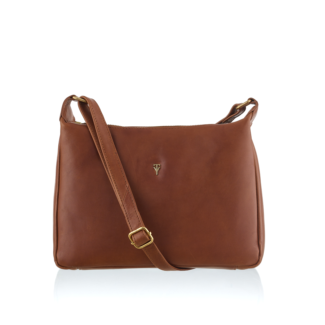 1 Bianca - Double Zip Handbag, Brown - Image 1