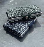 Enzo - Monogram Pop Up Wallet with Back Zip, Navy - Image 4