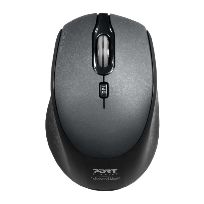 900713 product image Port Connect Silent 1600DPI 3 Button Wireless Mouse - Black - Image 1