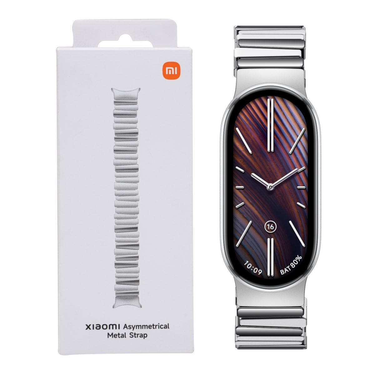 BHR07YHGL product image Xiaomi Smart Band 10 Asymmetrical Metal Strap – Silver - Image 1