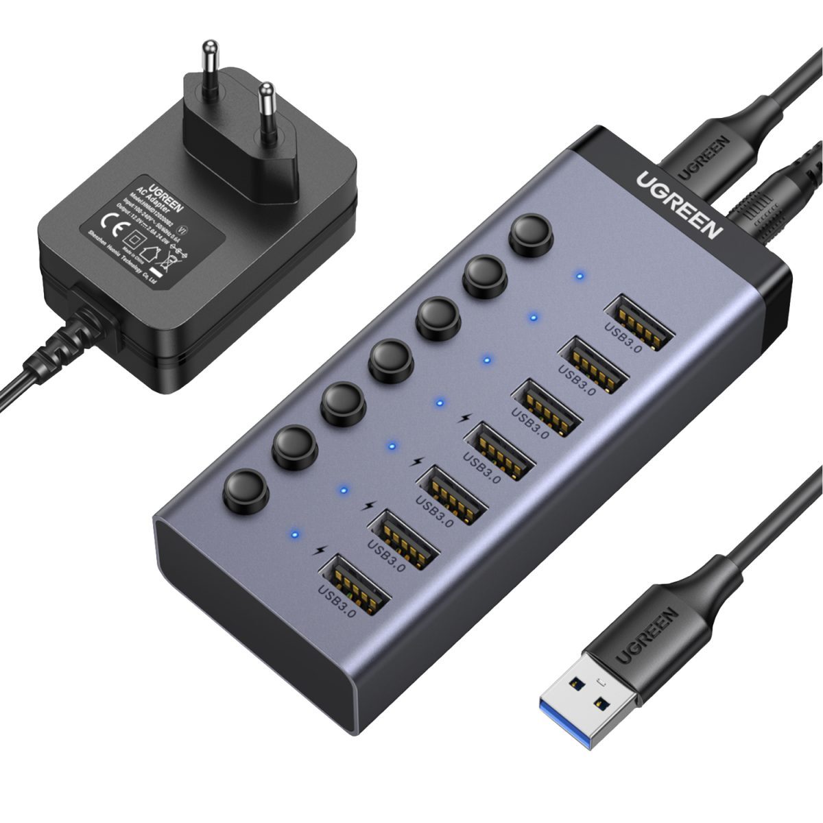 CM481-90307 product image UGREEN 7 in 1 USB 3.0 Hub-Grey - Image 1
