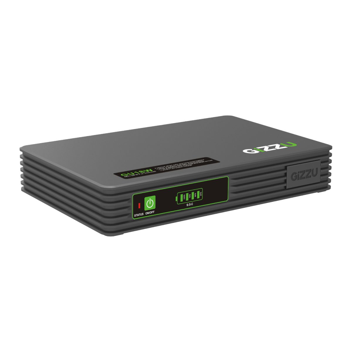 Gizzu SURF Simple 18W 55Wh LiFePO4 MINI DC UPS - Black - Image 1