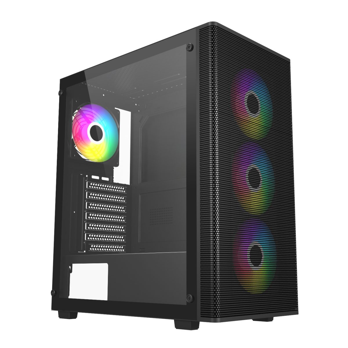 FSP M220 ATX Mid Tower Gaming Chassis - Black - Image 1
