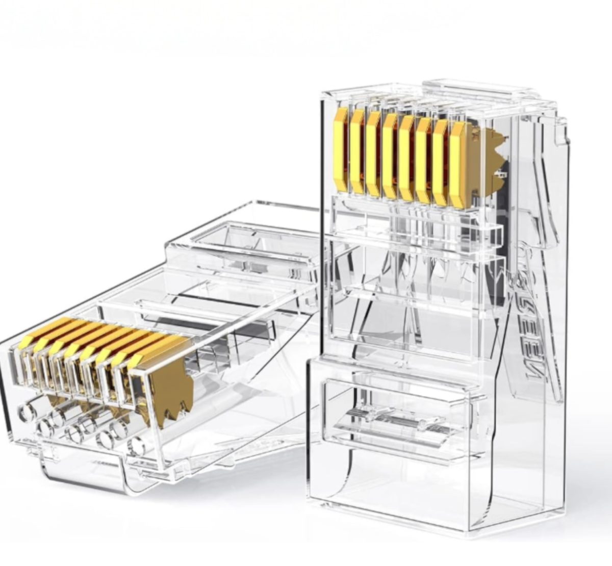 UGREEN Cat6 RJ45 Modular Plugs (50 Pcs)–Transparent with Gold Contacts - Image 1