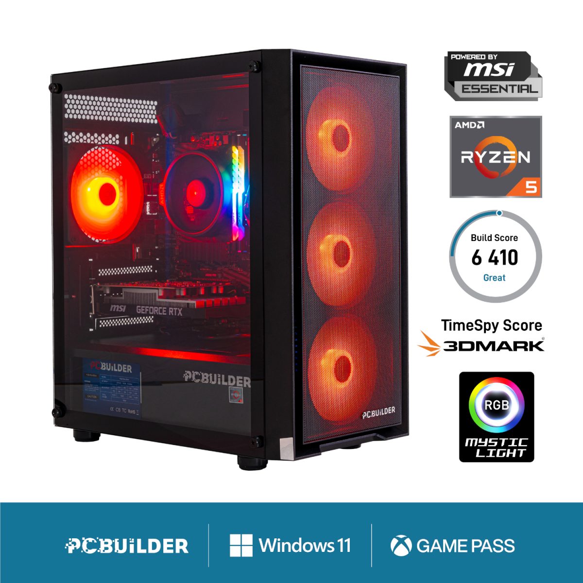PCBuilder Ryzen 5 5500 SCOUT Windows 11 Gaming PC - Image 1