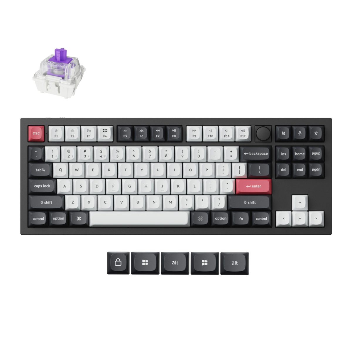 Keychron Q3 HE QMK 80% Wireless Custom Mechanical Keyboard (Nebula Switch) – Carbon Black - Image 1