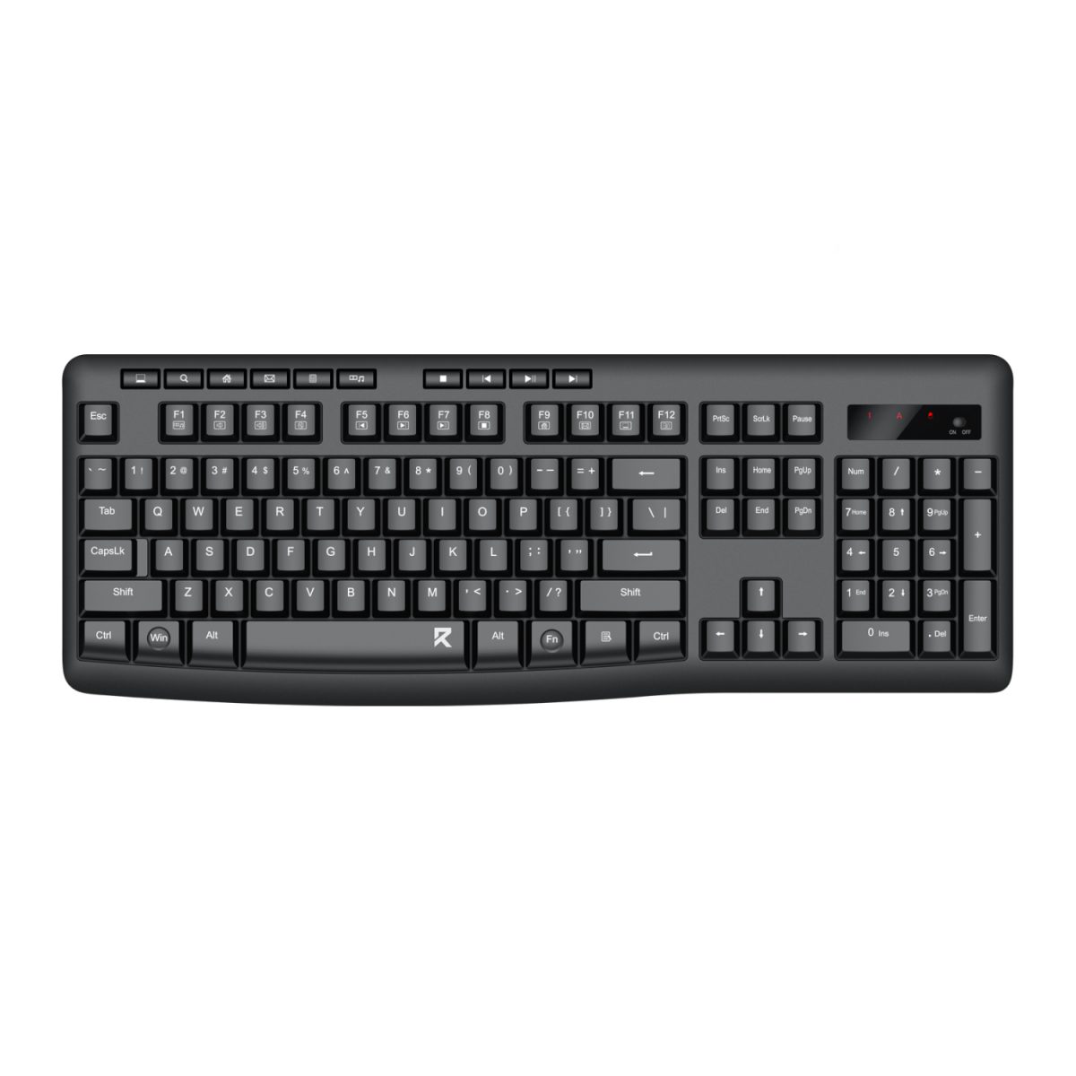Redragon BK-7367 Full-size Ergonomic Wireless Membrane Office Keyboard - Black - Image 1