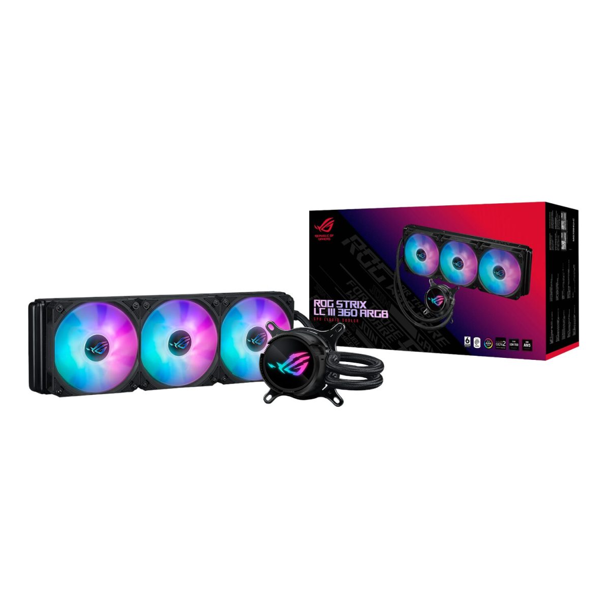 ROGSTRIXLCIII360ARGB product image ASUS ROG Strix LC III 360 ARGB Liquid CPU Cooler - Black - Image 1