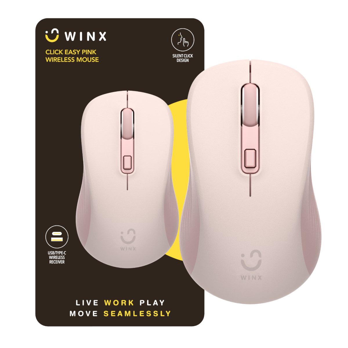 WINX CLICK Easy 1600DPI 2.4GHz Wireless Mouse - Pink - Image 1