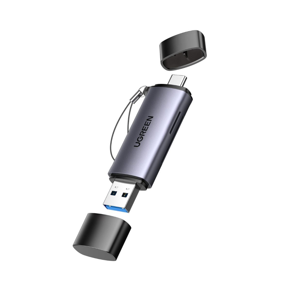CM185-50706 product image UGREEN CM185-50706 2-in-1 OTG Card Reader | Type-C | USB-A - Silver - Image 1