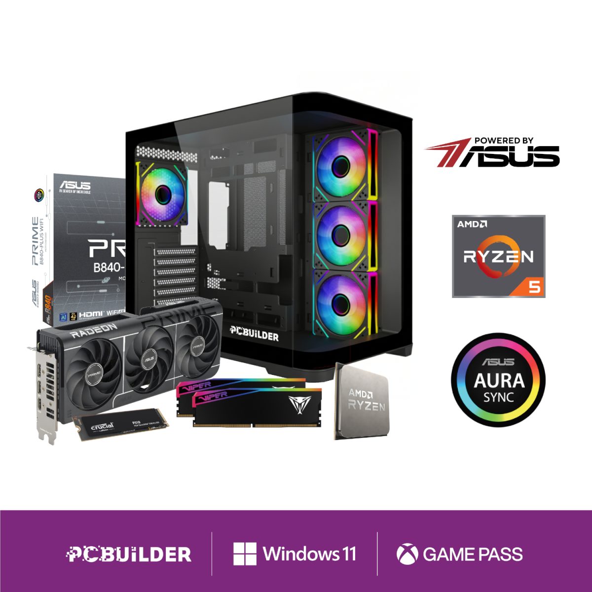 PCB_SEEKER_02 product image PCBuilder Ryzen 5 7600 SEEKER Windows 11 Gaming PC - Image 1