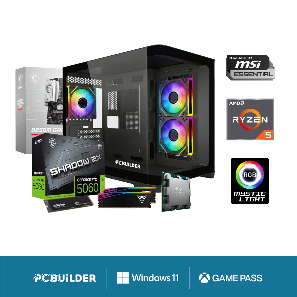PCB_SPECIALIST_07 product image PCBuilder Ryzen 5 7600 SPECIALIST Windows 11 Gaming PC - Image 1