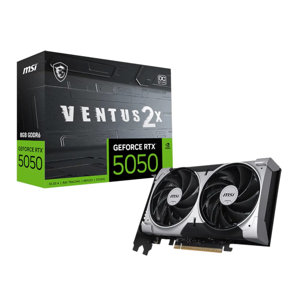 RTX5050VENTUS2XOC8G product image MSI GeForce RTX 5050 8G VENTUS 2X OC Graphics Card - Image 1