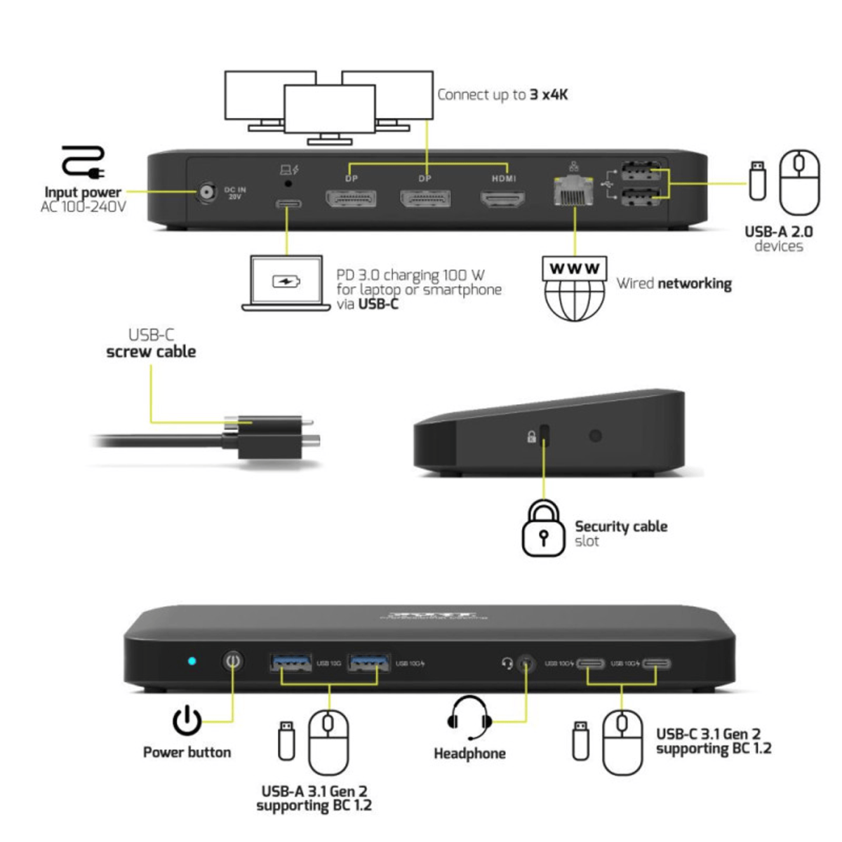 PORT Office docking station 3 X 4 USB-C 11 devices 100W - Image 6