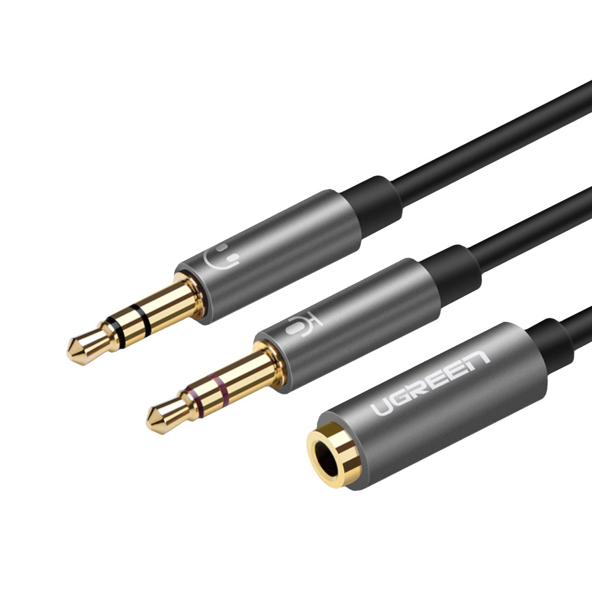 AV140-20899 product image UGREEN UV140 AUX 3.5mm Audio Splitter Cable - Black/Grey - Image 1