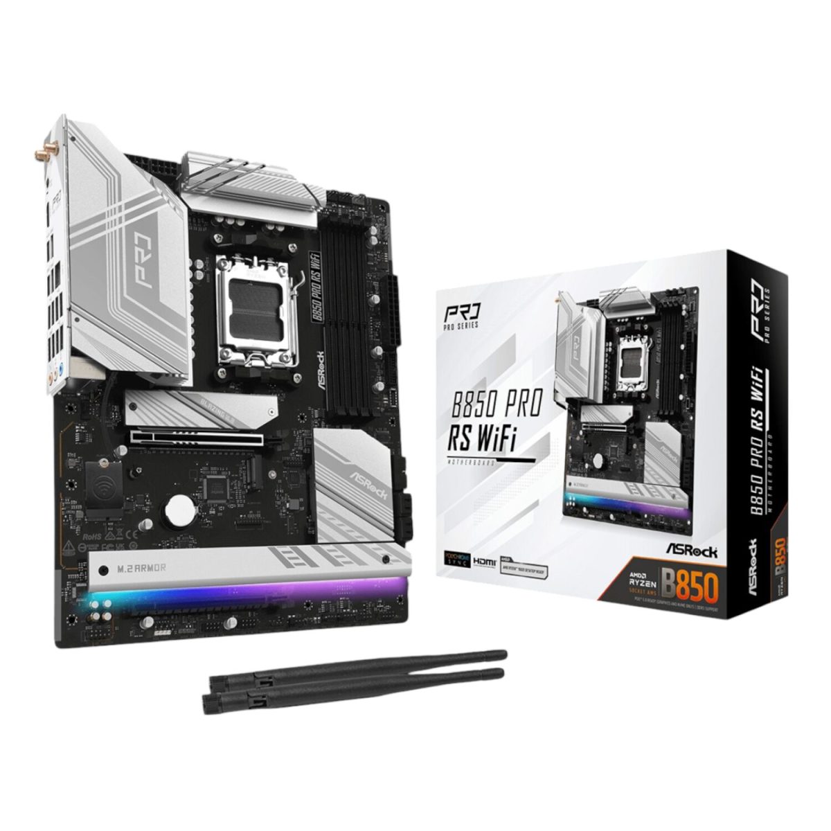 B850-PRORSWIFI product image ASRock B850 Pro RS Wi-Fi ATX Motherboard (AMD AM5, DDR5, PCIe 5.0) - Image 1