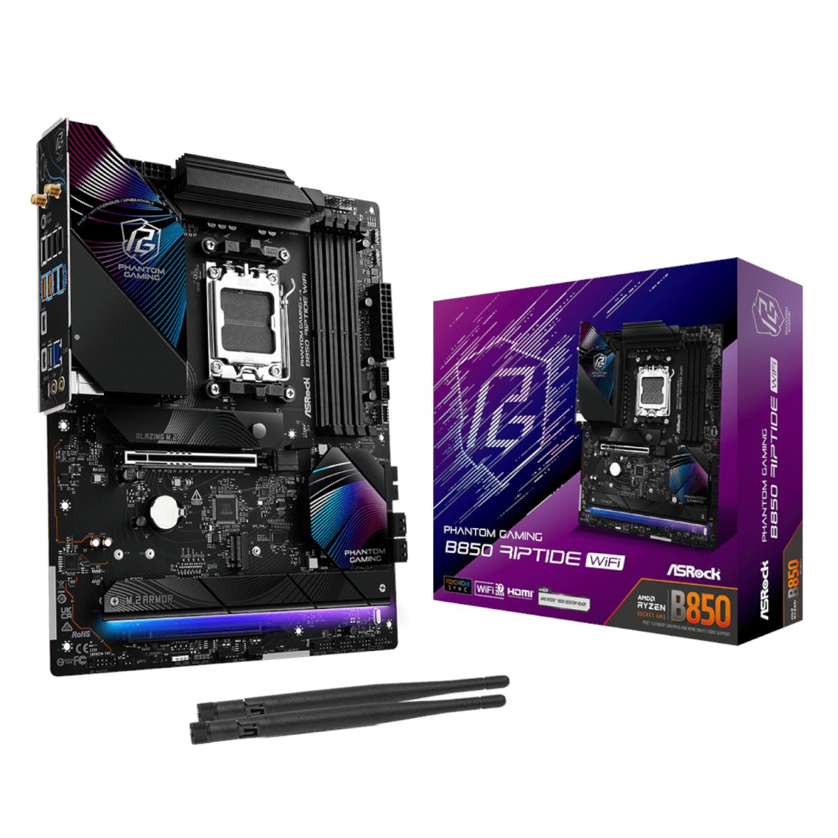 B850-RIPTIDEWIFI product image ASROCK B850 RIPTIDE WIFI AM5 ATX 4X DDR5 - Image 1