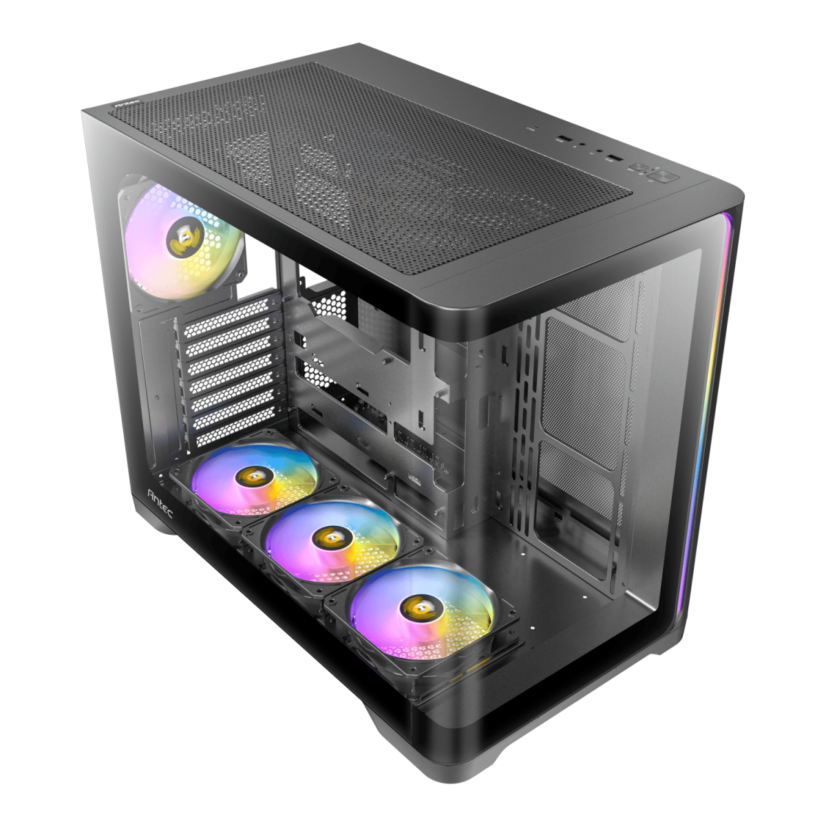 Antec C5 CURVED ARGB ATX | Micro-ATX | ITX ARGB Dual Chamber Mid-Tower Gaming Chassis - Black - Image 4