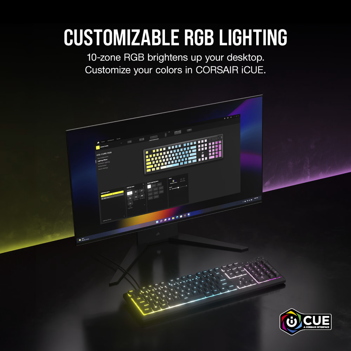 Corsair K55 CORE RGB Gaming Keyboard - Black - Image 5