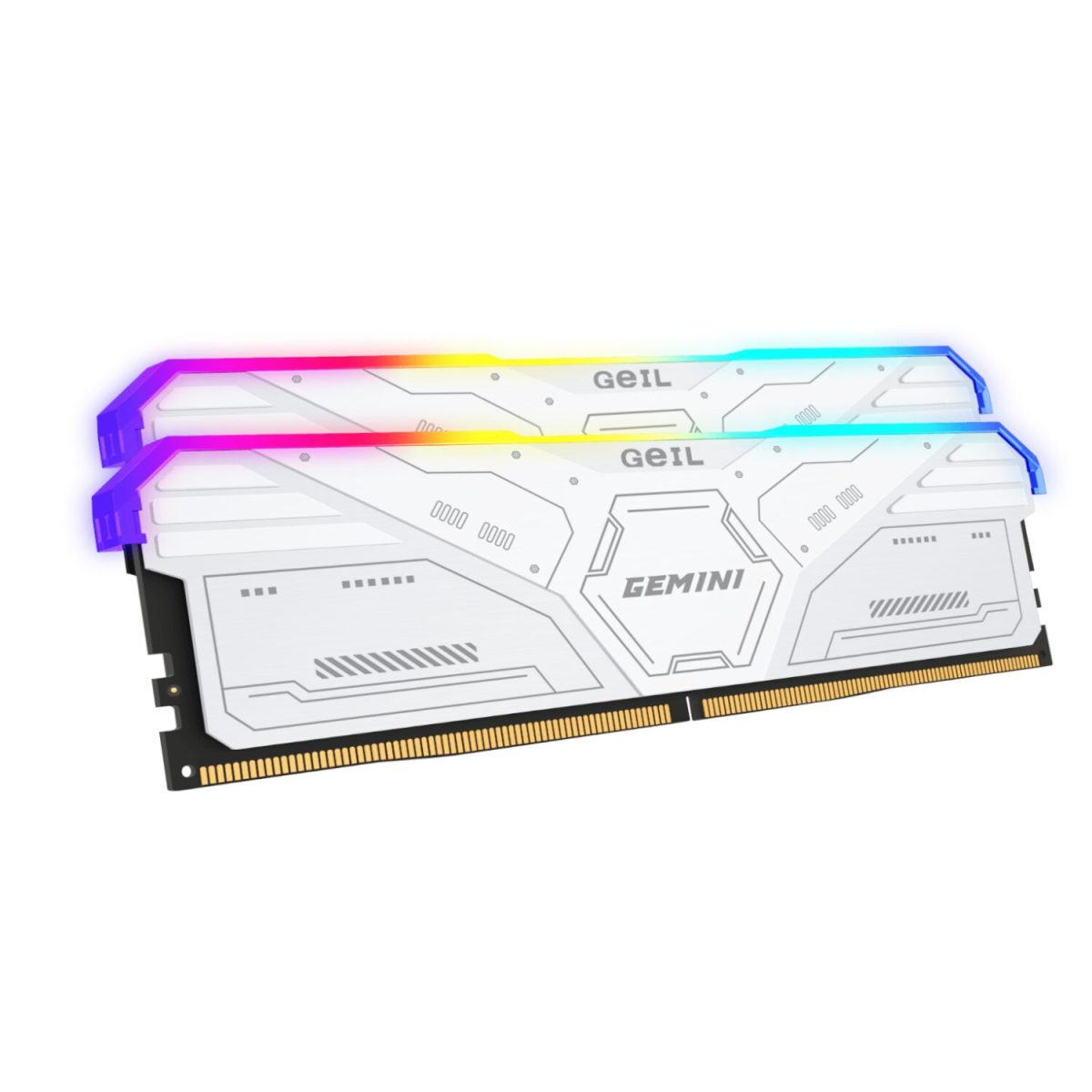 GAMSW564GB6000C42ADC product image Geil Gemini RGB 64GB KIT(2X32GB) 6000MHz DDR5 Desktop Gaming Memory - White - Image 1