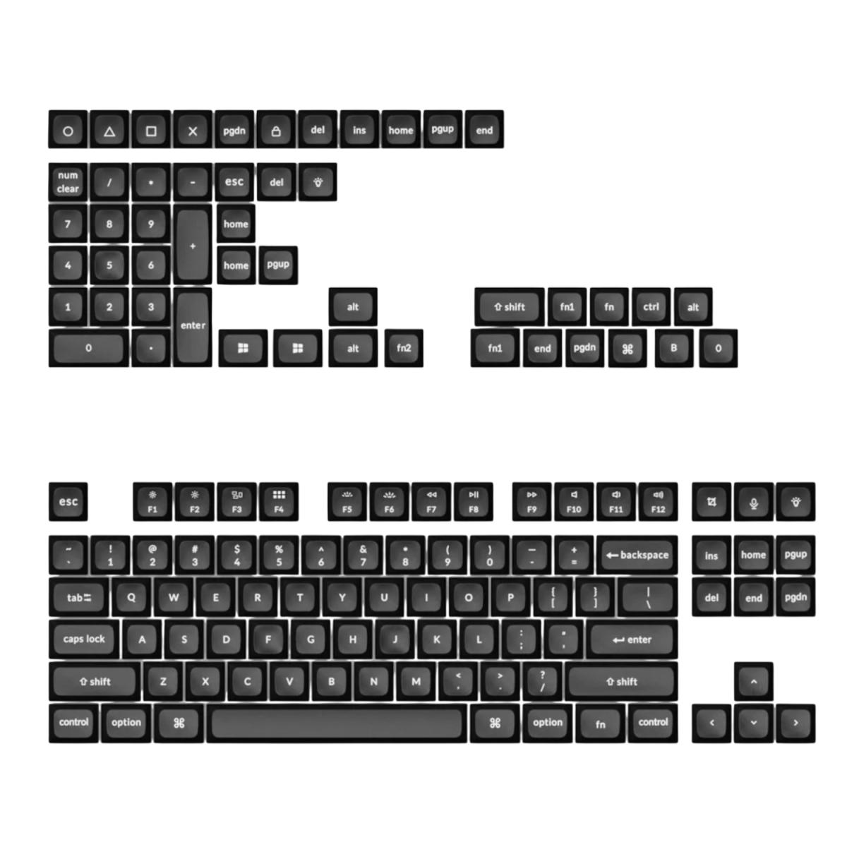 PBT-03 product image Keychron double Shot KSA PBTFull Keycap Set - White On Black - Image 1