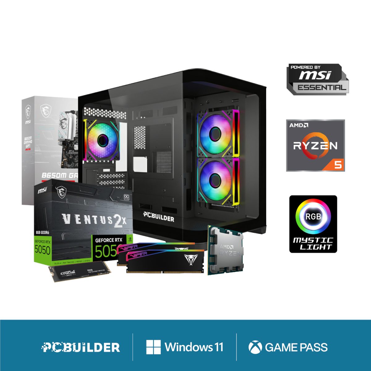 PCB_RECON_02 product image PCBuilder Ryzen 5 8400F RECON Windows 11 Gaming PC - Image 1