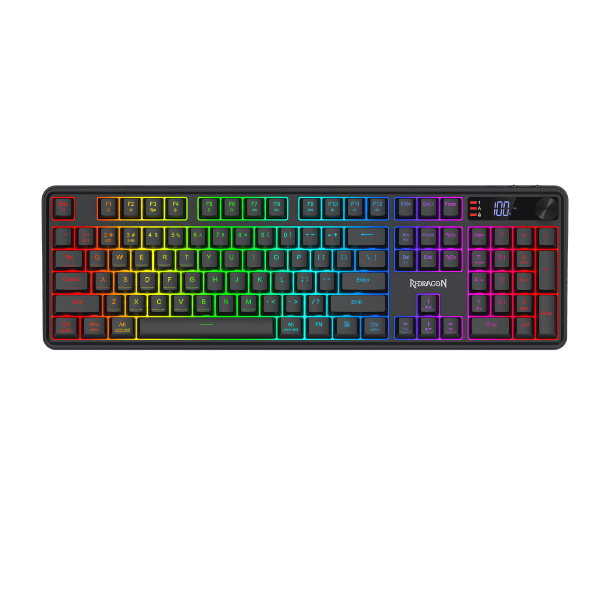 RD-K526-PRO product image Redragon RM104 PRO VOLCANO RGB Wireless Membrane Gaming Keyboard - Black - Image 1