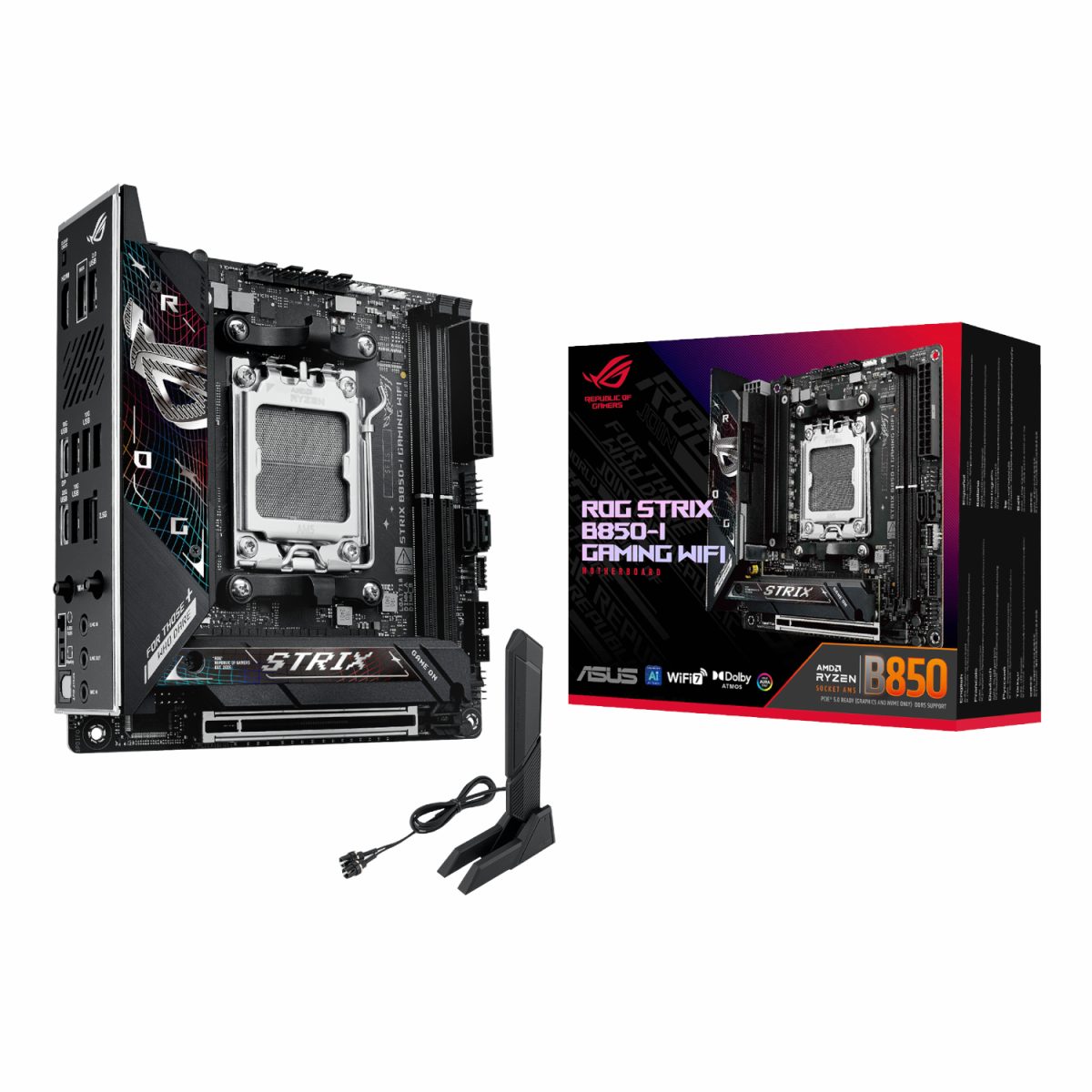 ROG-STRIX-B850-I-GAMING product image Asus ROG Strix B850-I Gaming WiFi AM5 Mini-ITX Gaming Motherboard - Image 1