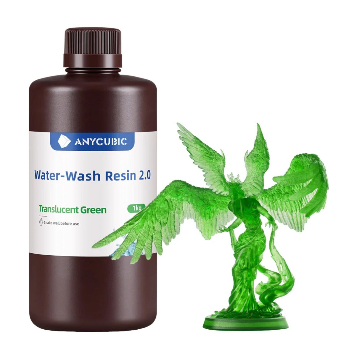SSX2TG-10 product image Anycubic Water Wash Resin 2.0 – Translucent Green - Image 1