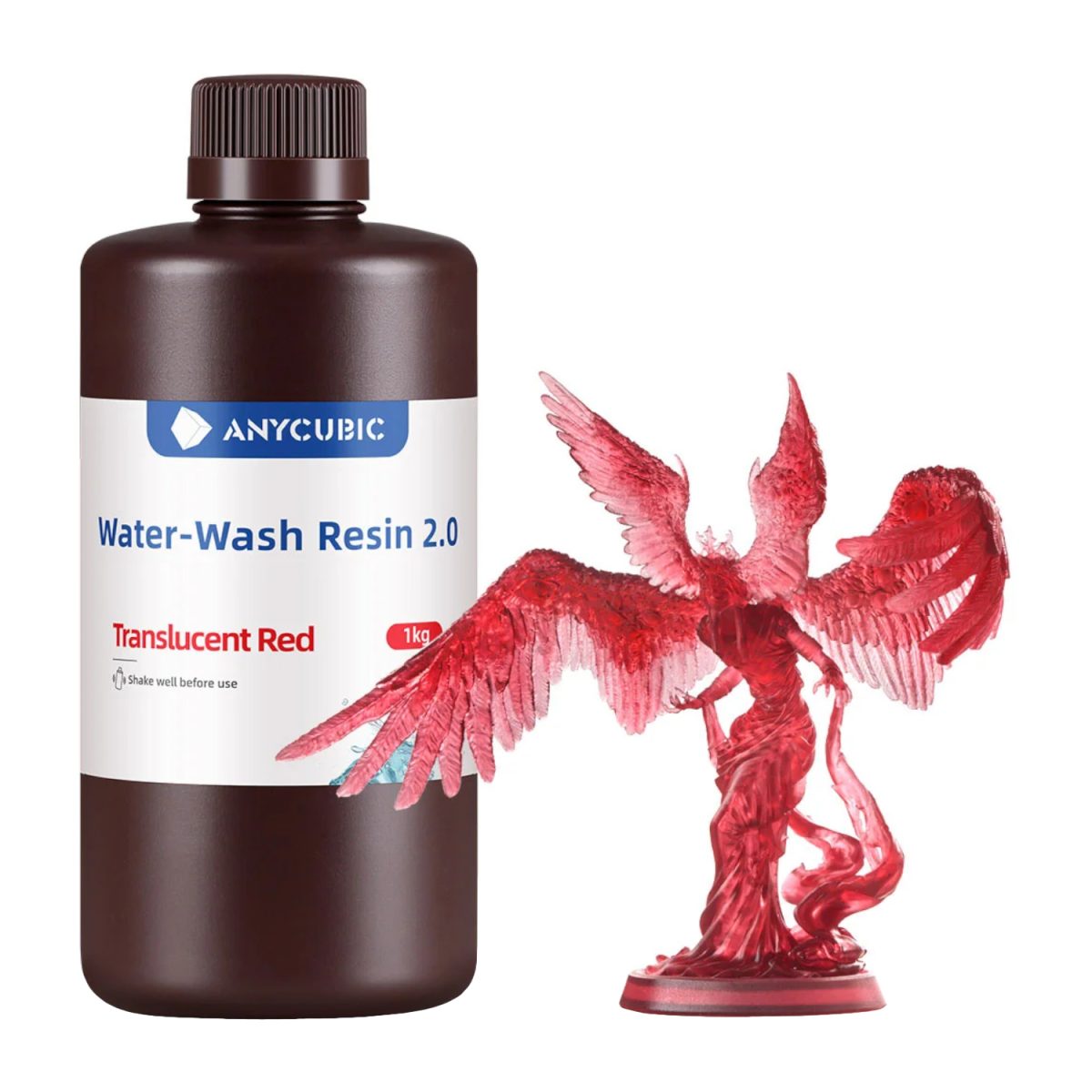 SSX2TR-10 product image Anycubic Water Wash Resin 2.0 – Translucent Red - Image 1