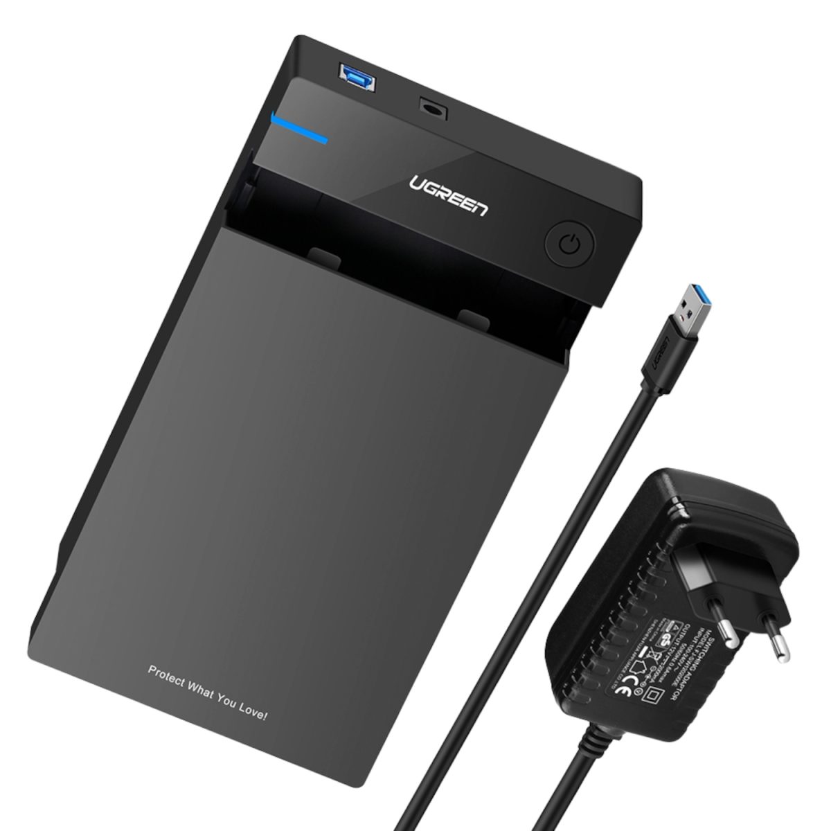 US222-50422 product image UGREEN 3.5" SATA Hard Drive USB 3.0 Enclosure 5Gbps – Black - Image 1