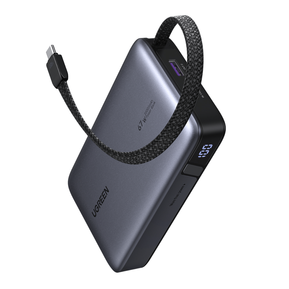PB550-85166B product image UGREEN 20000mAh 67W Nexode Power Bank with Built-in Cable - Image 1