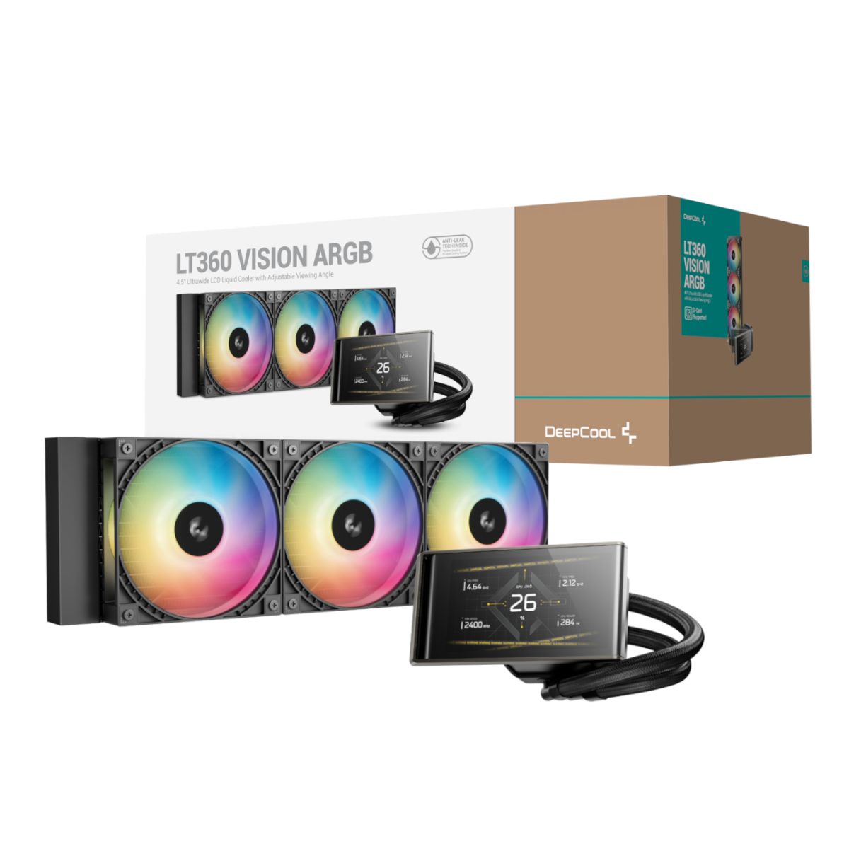R-LT360VISIONBKAMMC-G-1 product image DeepCool LT360 VISION ARGB 4.5" LCD All-in-one CPU Liquid Cooler - Black - Image 1