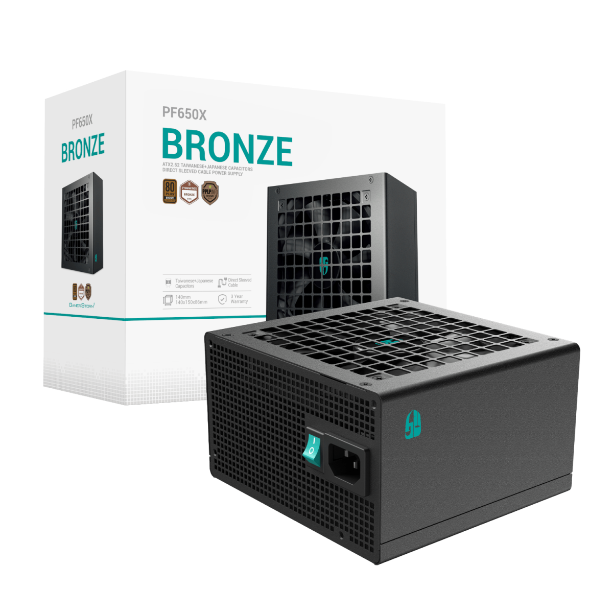 R-PF650X-HD0B-JGEU product image DeepCool PF650-X 650W 80 PLUS Bronze Non-Modular Power Supply - Image 1