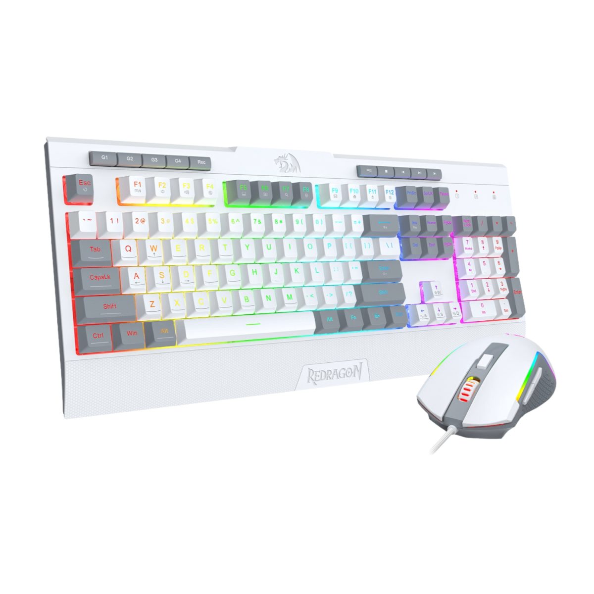 RD-S151W product image Redragon S151 Wired RGB Gaming Keyboard and Mouse Combo - White and Grey - Image 1