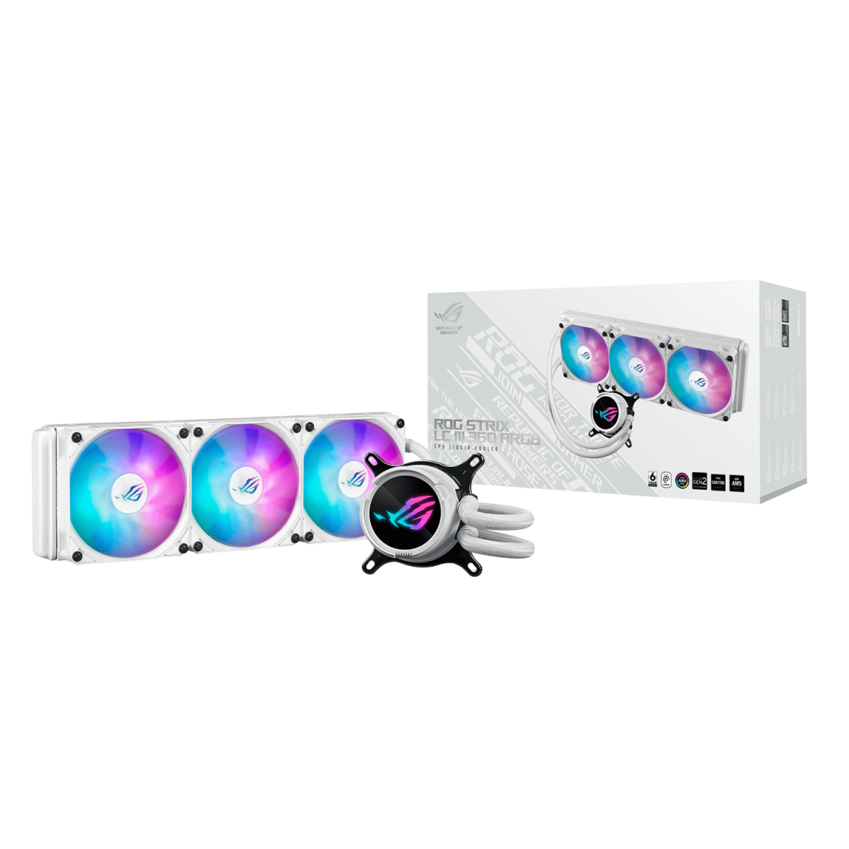 ROGSTRIXLCIII360ARGB WH product image ASUS ROG Strix LC III 360mm ARGB White Edition Liquid CPU Cooler - Image 1